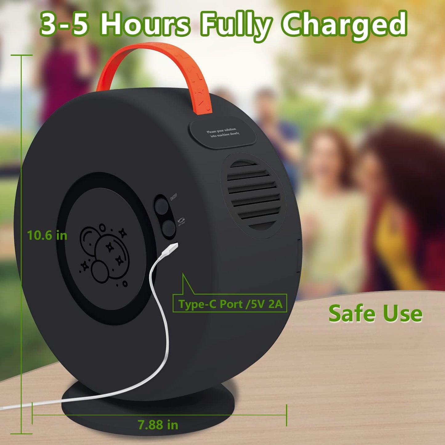 Bubble Machine for Kids Toddlers,Automatic Bubble Blower Rechargeable, 90° 360° Auto Rotatable Portable Bubble Maker Electric Bubbles Toy for 3 4 5 6 7 8 Year Old, Outdoor Wedding Party Gifts