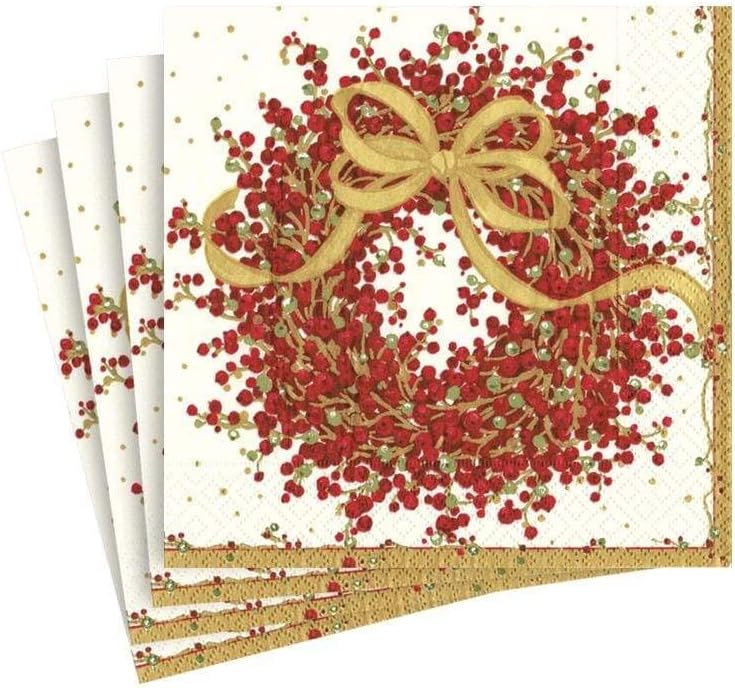 Caspari Pepperberry Paper Cocktail Napkins - Four Packs of 20