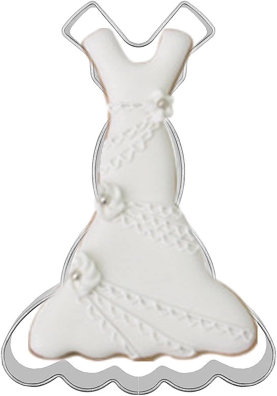 Large Size Dress Shaped Cookie Cutter, Stainless Steel Sleeveless Mermaid Fishtail Princess Wedding Dress Cookie Cutter, 4.7 Inches