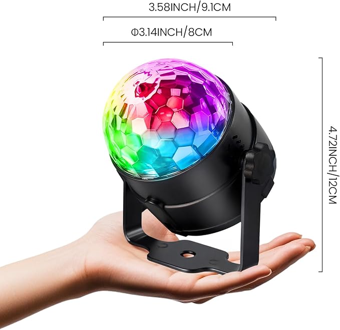 [2-Pack] Disco Ball DJ Party Lights Sound Activated with Remote Control Strobe Lamp 7 Modes Stage Light for Home Room Dance Parties Karaoke Halloween Christmas Birthday Decorations