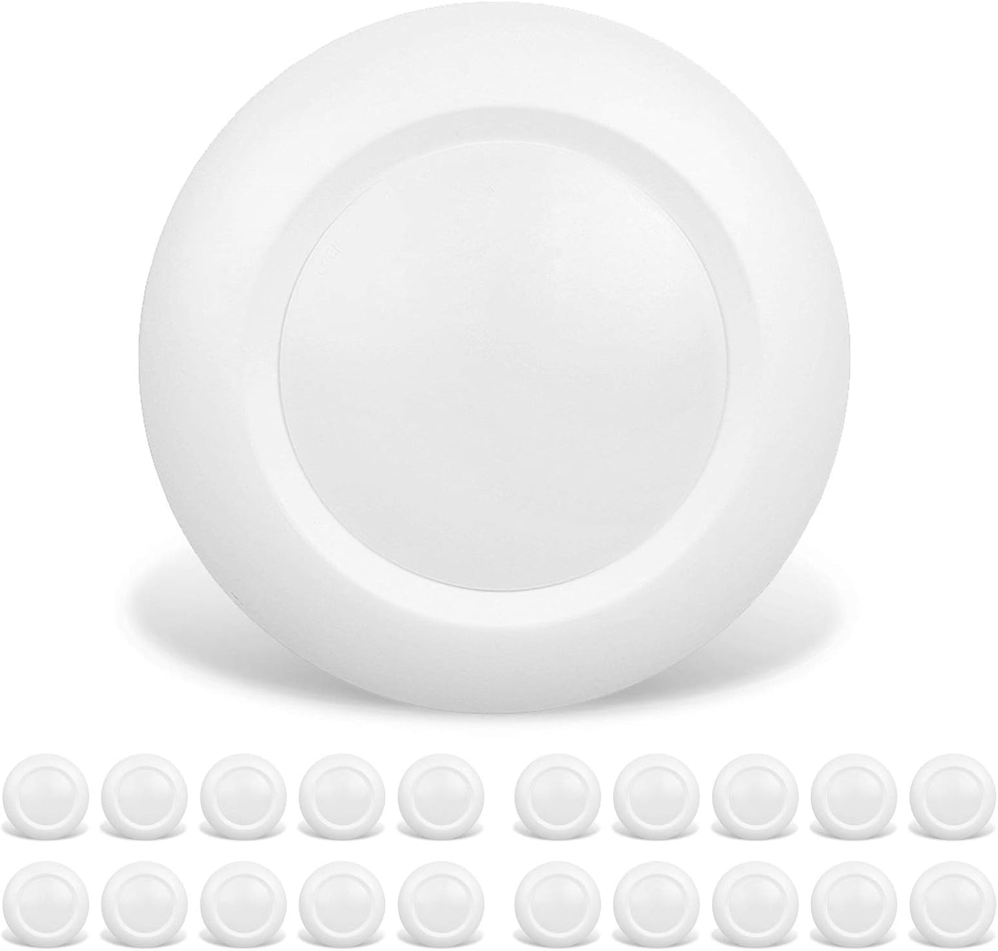 20 Packs 4 Inch LED Low Profile Recessed & Surface Mount Disk Light, Round, 10W, >600 Lumens, 5000k Daylight White, CRI80, DOB Design, Dimmable, ETL Listed, White