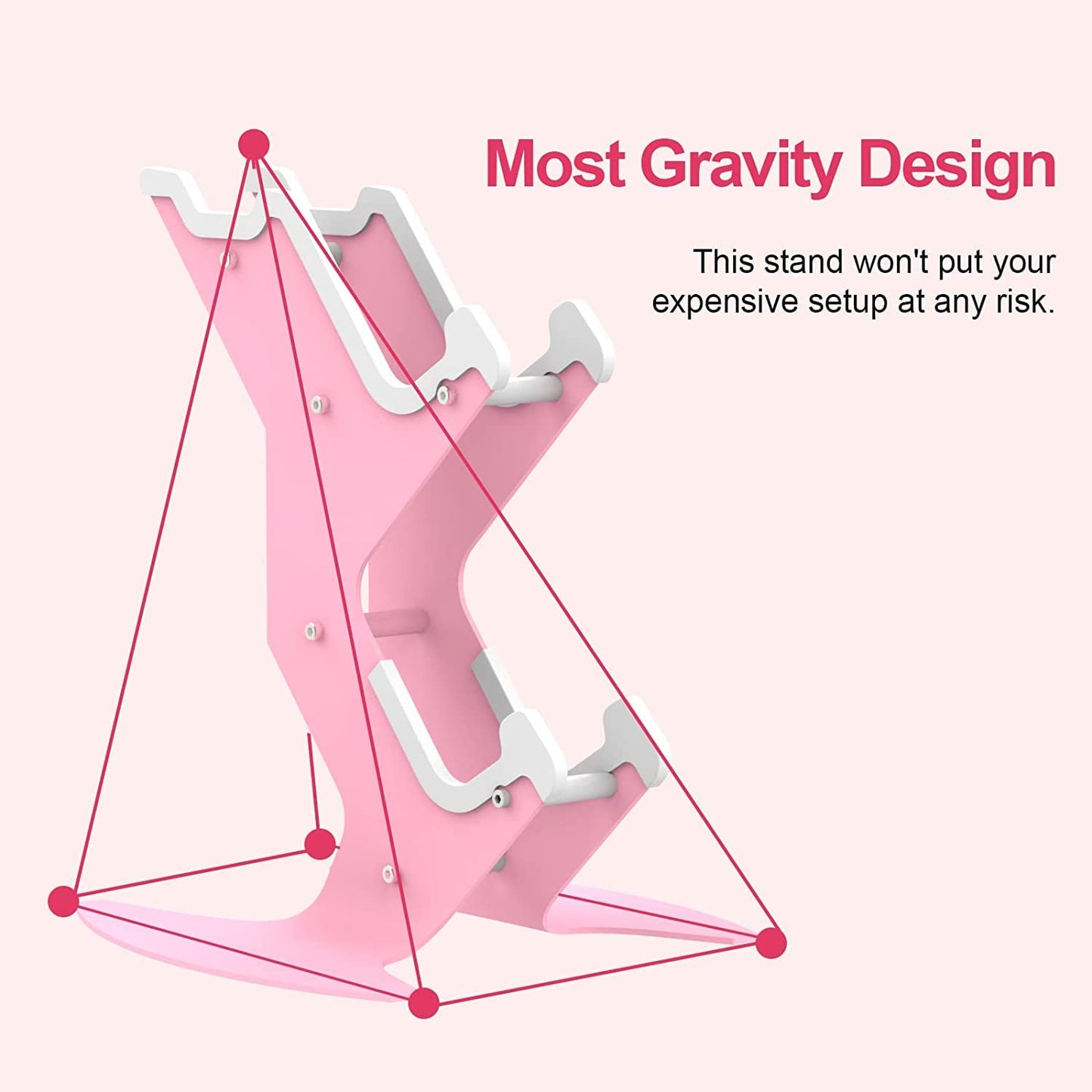 Controller Holder Pink, Game Controller Rack Headset Stand for Xbox Series X S/Xbox one / PS5 / PS4 / NS/PC/Headset, Aluminum Metal Headset Mount Universal Organizer for Video Game Accessories