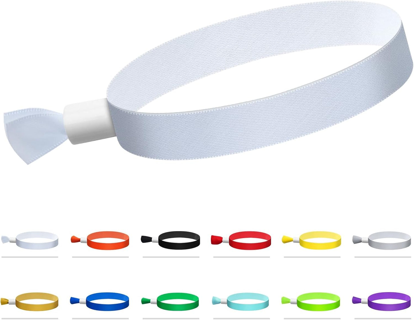 Green-Power America 100 Pcs Cloth Event Wristbands, Event Wristbands, Colored Wrist Bands for Events, for Lightweight Concert Wrist Strap for Activities, Party Bracelets for Events (Color : White)