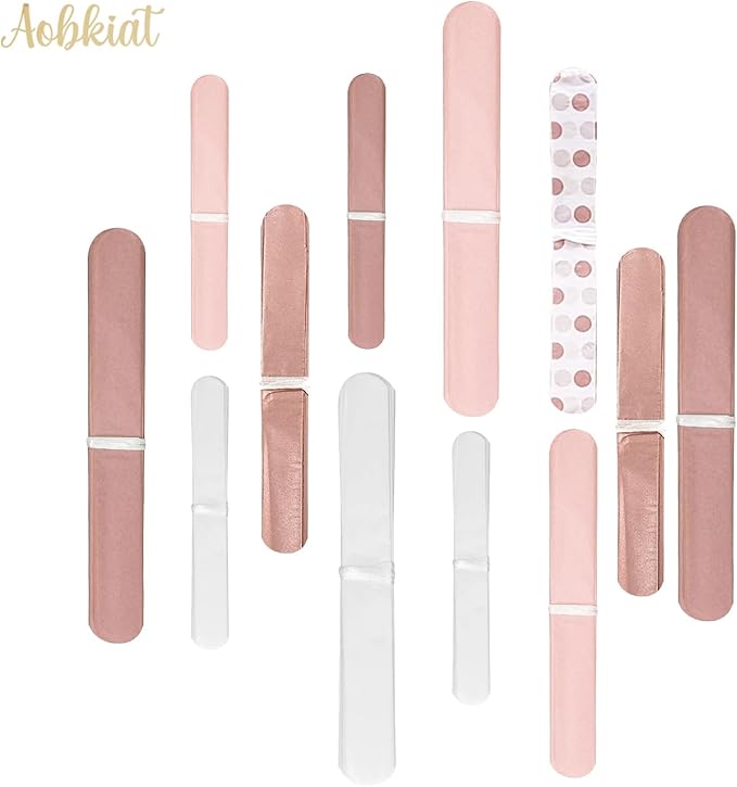 AOBKIAT Wedding Decorations Tissue Paper Pom Poms - 12 PCS Rose Gold Pink White Paper Flower Pom Pom Kit Decorations for Wedding Birthday Baby Shower Bachelorette Bridal Shower Party Supplies