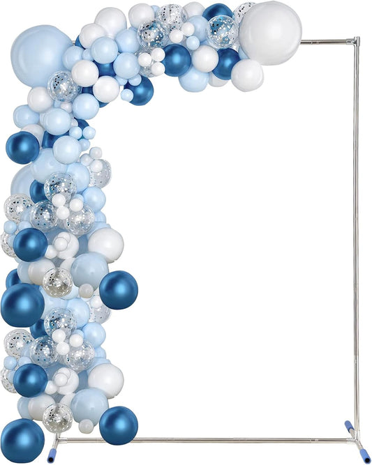 Backdrop Stand Metal 7*4FT Square Arch, Heavy Duty Rustproof Frame with Wide Legs for Wedding/Party Decor, Easy Assemble & Reusable (3 Sizes, Silver)