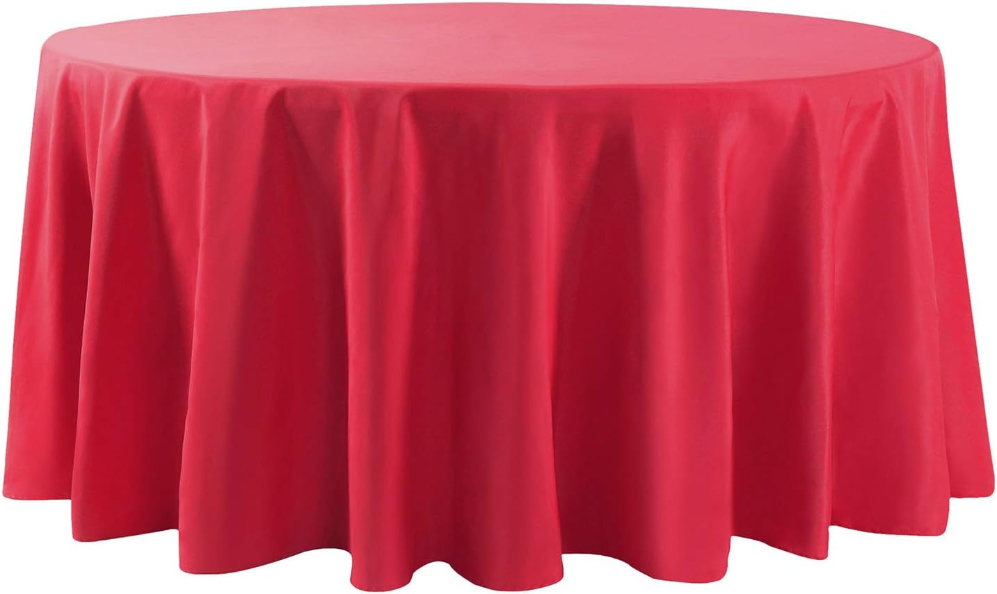 Cupuamon 120 inch Round Tablecloth Washable Polyester Table Cloth Decorative Table Cover for Wedding Party Dining Banquet（120 inch,Red）