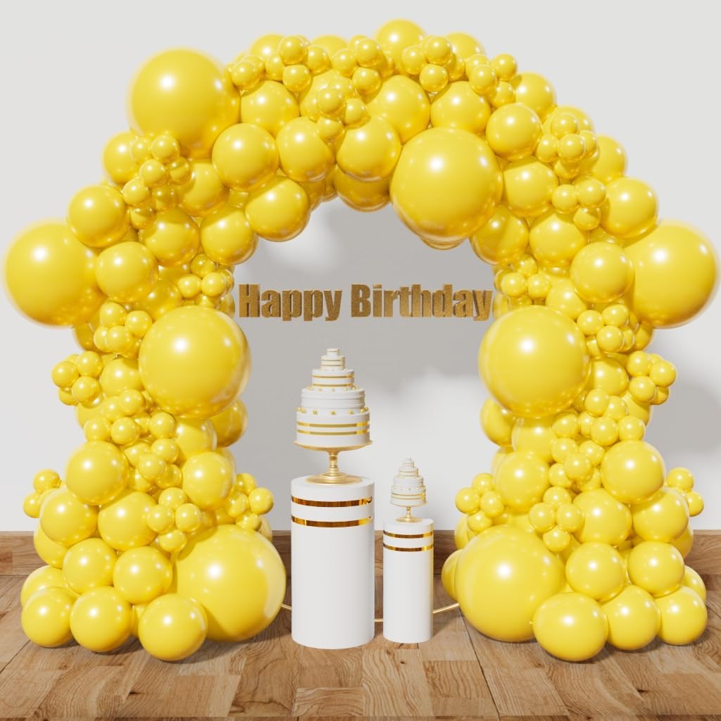 KAWKALSH Yellow Balloon Arch Kit 111Pcs 18 12 5 Inch Latex Party Balloons Garland for Birthday Baby Shower Wedding Engagement Anniversary Christmas Party Decorations