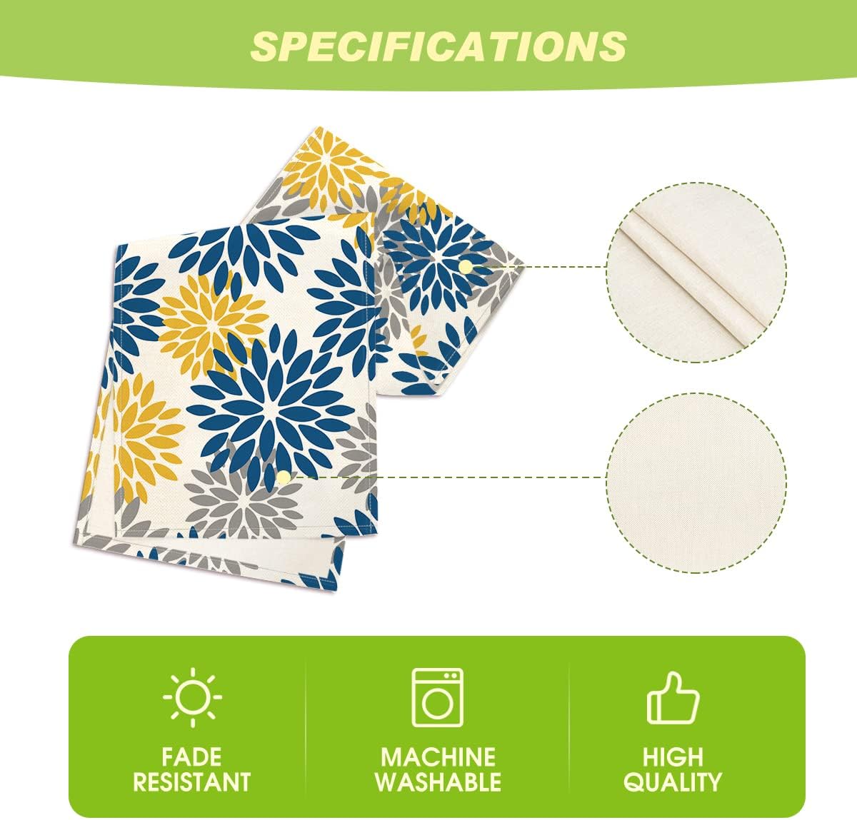 Artoid Mode Blue Dahlia Floral Pinnata Summer Table Runner, Spring Kitchen Dining Table Decoration for Home Party Decor 13x108 Inch