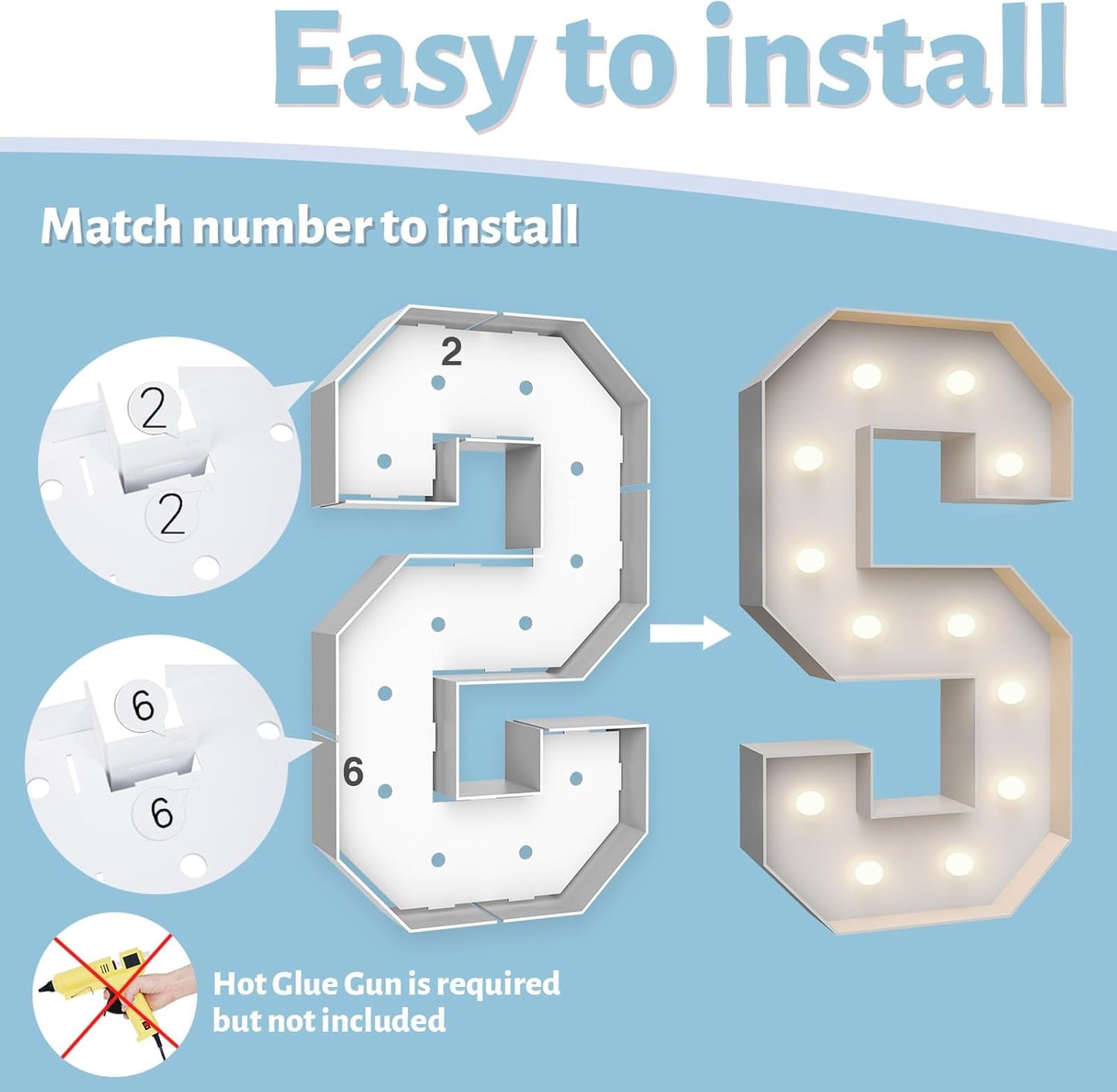 4FT Marquee Light Up Letters S,Party Decoration Large Marquee Light Up Letters with Weighted Water Bag,Pre-cut Foam Board Set Can Be Used for Birthdays,Weddings,Baby Anniversaries