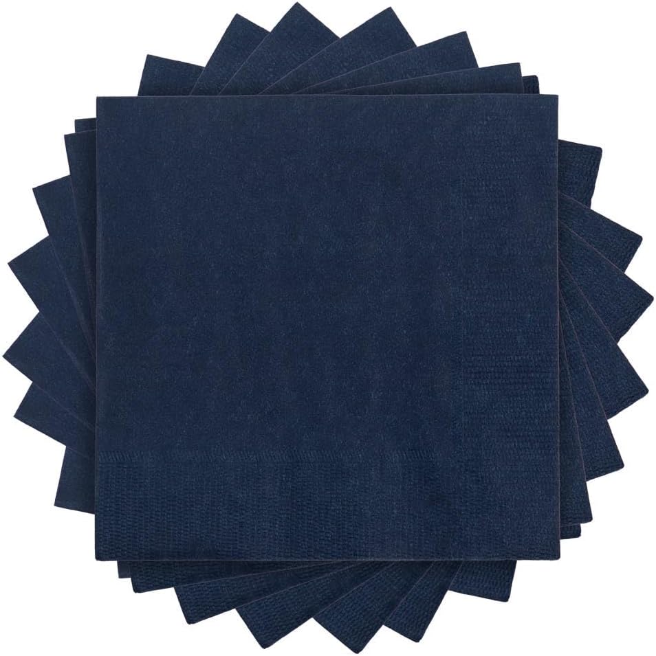 JAM PAPER Small Beverage Napkins - 5 x 5 - Navy Blue - 50/Pack