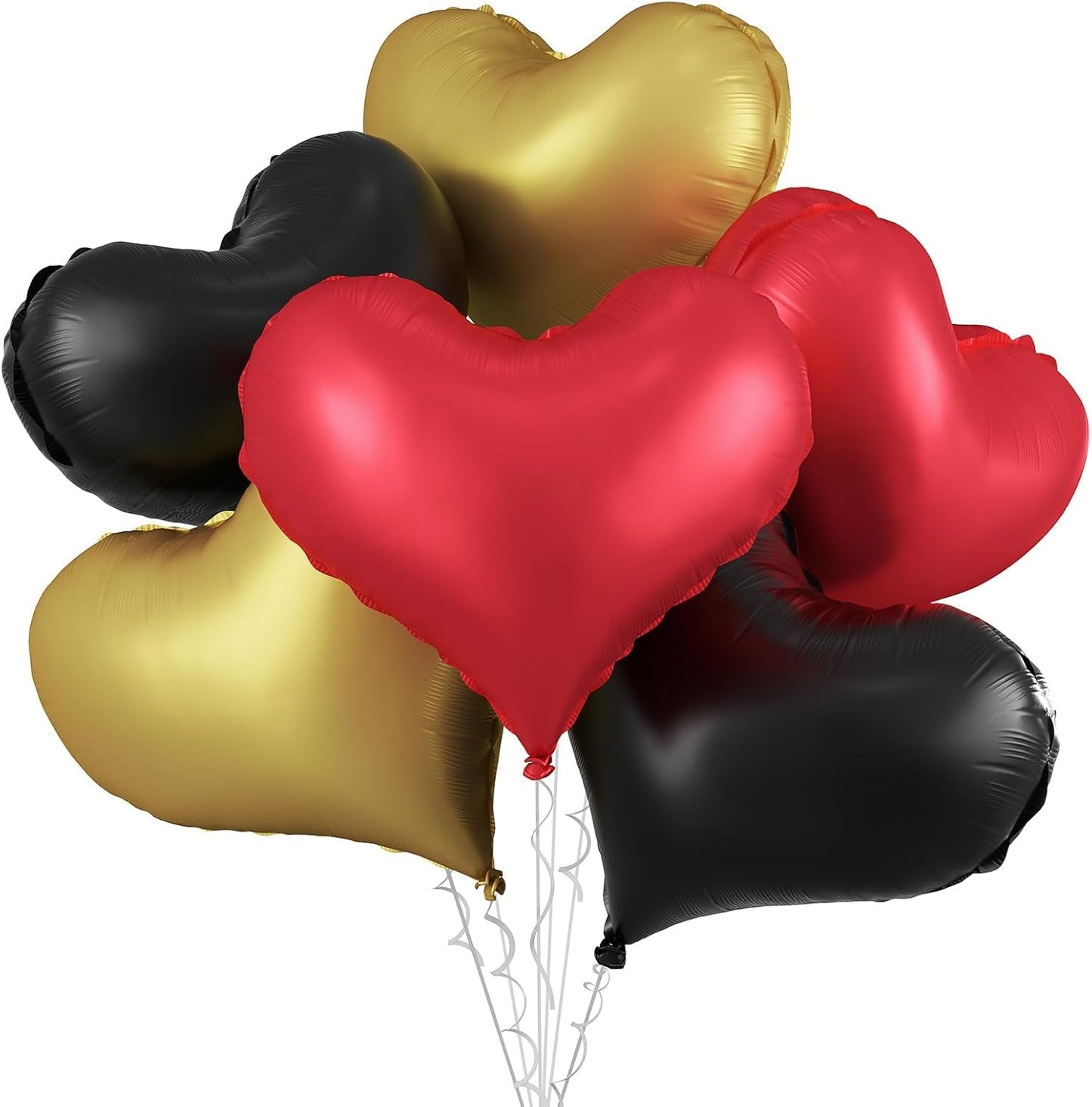 Black Red Gold Heart Balloons,24Inch Large Heart Foil Balloons for Valentine's Day Birthday Wedding Baby Shower Anniversary Party Decorations