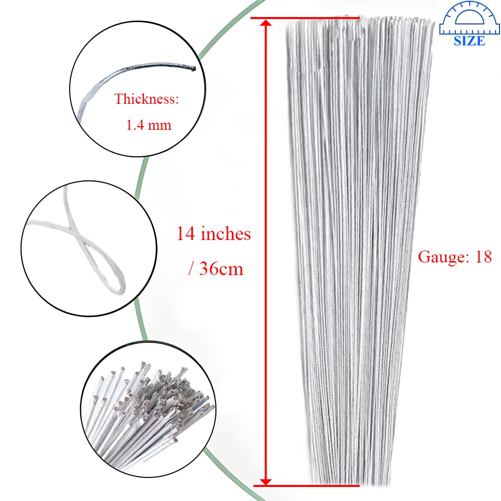 HAHIYO 18Gauge White Paper-Wrapped Metal Floral Wire 14 Inches(36cm), 70 Pack Flexible Paddle Wires Florist Wire Garden Wires for Craft Christmas Wreath Flower Arrangement Bouquet Wrapping Wedding DIY