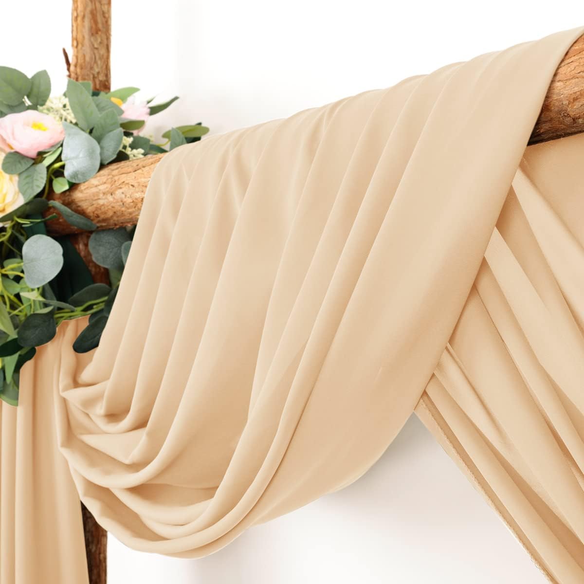Wedding Arch Draping Fabric 1 Panel 30'' x 18FT Champagne Sheer Chiffon Arch Drapery for Bridal Shower Backdrop Outdoor Party Arches Church Ceremony Decoration
