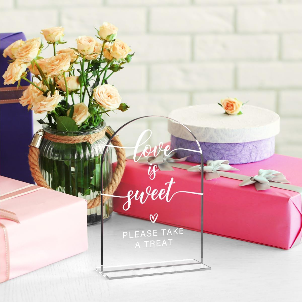 Acrylic Wedding Sign Love is Sweet Sign for Wedding Wedding Signs for Ceremony Modern Calligraphy Arch Acrylic Table Top Sign for Wedding Reception and Event Party Table