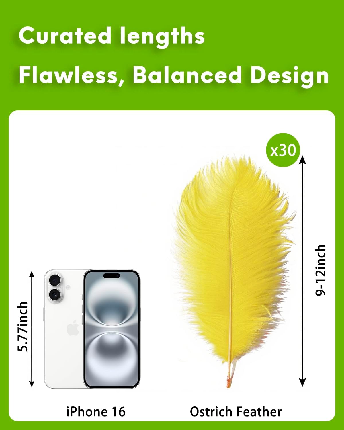 NEWONG 30pcs Yellow Ostrich Feathers Natural Bulk 9-12in（23-30cm） Vase Craft Wedding Home Party Centerpieces Christmas Day Decoration