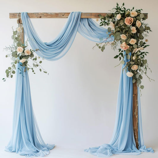 Wedding Arch Draping Fabric 1 Panel 28.7" x 20FT Baby Blue Sheer Chiffon Backdrop Drapes for Wedding Ceremony Birthday Party Bridal Shower Outdoor Decoration