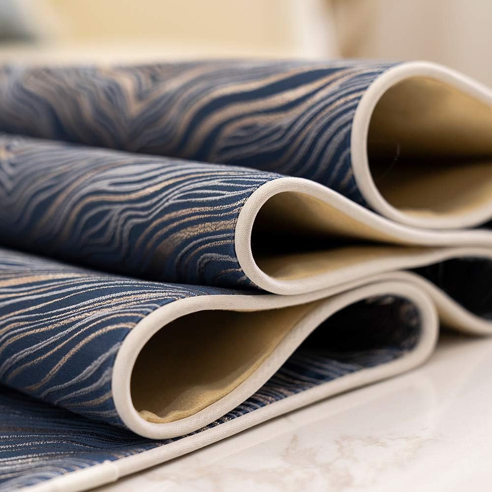 Avigers 12 x 108 Inch Decorative Luxury Abstract Striped Navy Blue Table Runners with Tassels for Home Living Room Bedroom Art Decor Wedding