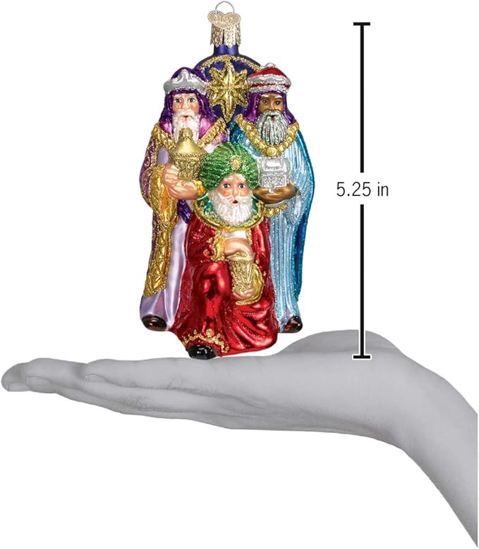 Old World Christmas Spiritual Gifts Three Wise Men Glass Blown Ornament for Christmas Tree, Handcrafted Holiday Decoration, Religion Collection