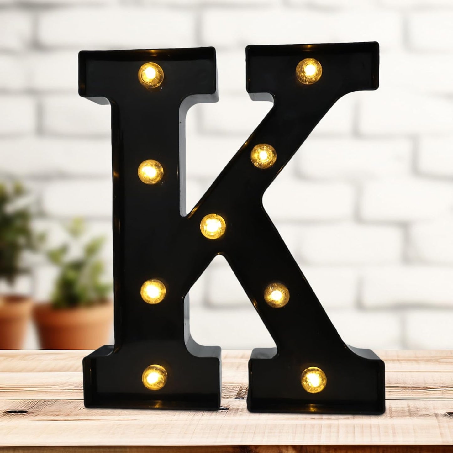 Led Marquee Letters, 8.58 Inch Black Light Up Letters, Small Led Letter Lights, Battery Powered Lighted Letterfor Table, Party, Birthday, Christmas Decor (Black, Letter K)