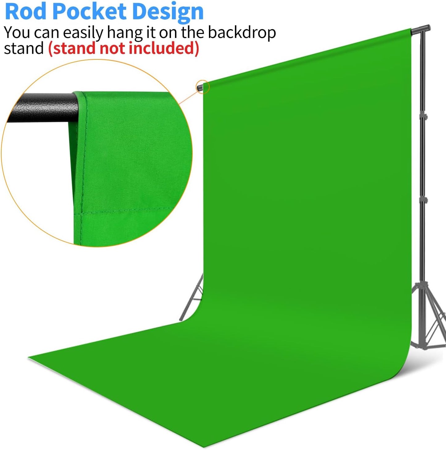HEMMOTOP Green Screen Backdrop, 5x6.5 ft Photography Chroma Key Greenscreen Background Sheet for Background Removal, Zoom Meeting, Photo Video Studio, Live Streaming, Video Recording (Backdrop only)