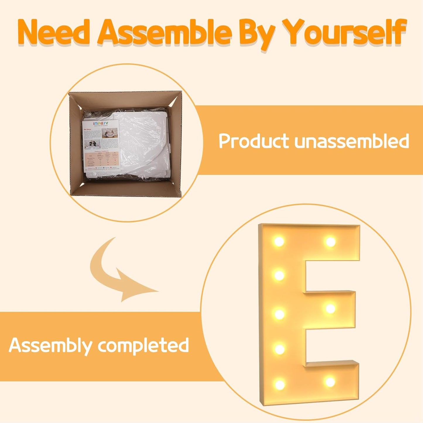 Marquee Letters 3 Feet Tall Large Light Up Letters E Happy Birthday Decorations Wedding Engagement Party Decor Yellow Light Birthday Decorations Balloon Arch Kit Foam Sign E