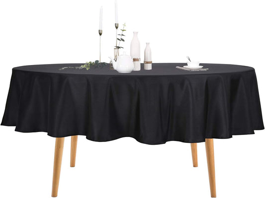 Ascoza 6pack 90 Inch Black Round Tablecloth in Polyester Fabric for Wedding/Banquet/Restaurant/Parties