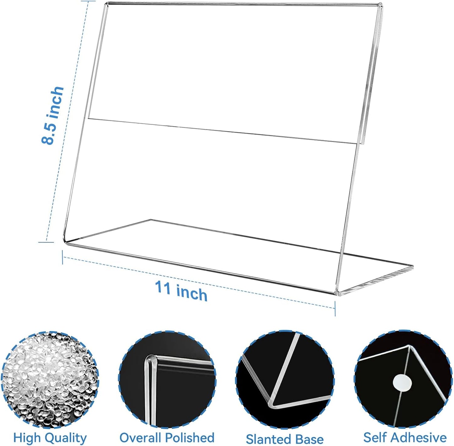 EHWINE 12 Pack 8.5 x 11 Acrylic Sign Holder Horizontal, Clear Plastic Signs Display Stand, Slanted Back Paper Holder Stand up Table Top Sign Holders Flyer Stand Frames for Office Business Store