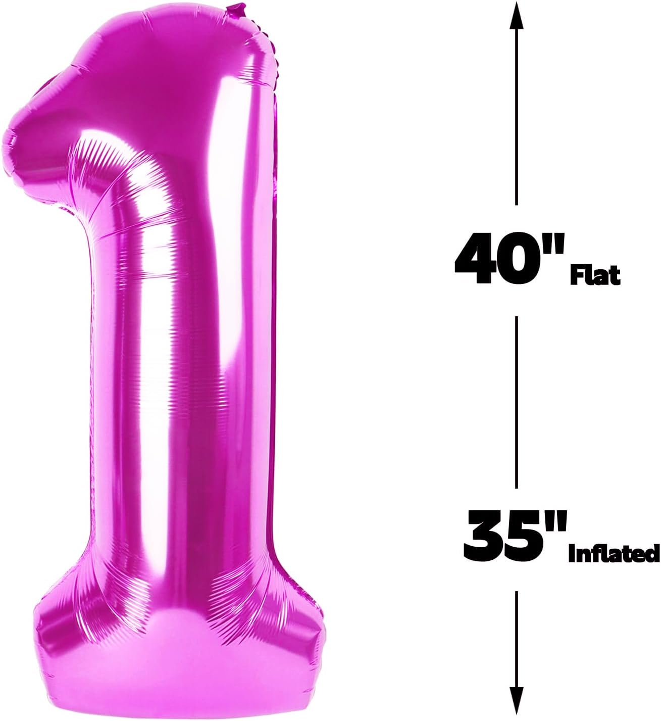 Rosy Purple Number 1 Balloon 40 inch, Number 1 Birthday Balloons for Boy Girl, Rosy Purple Foil One Balloon for 1st 10 11 12 16 18 Birthday Party, Anniversary Celebration Numbers Decorations