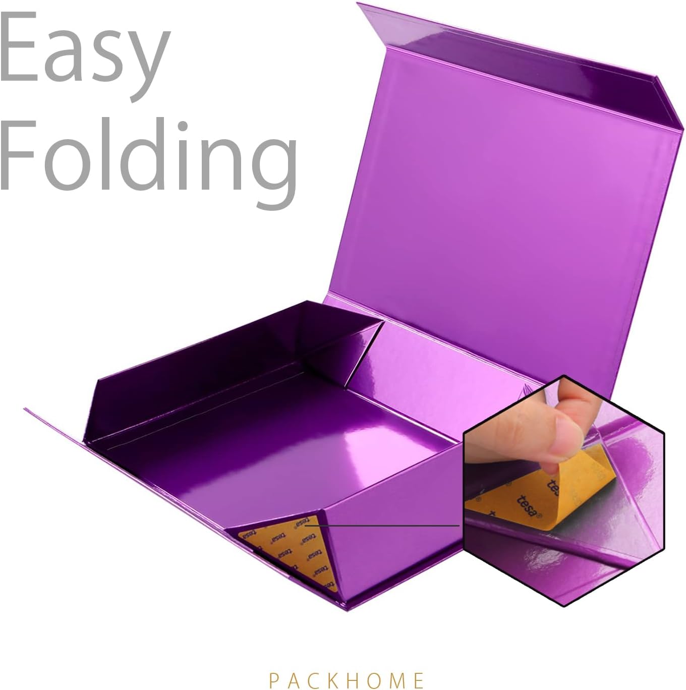 PACKHOME Gift Box 11.5x8x2.5 Inches, Sturdy Shirt Box with Magnetic Lid for Multiple Occasions (Glossy Light Purple)