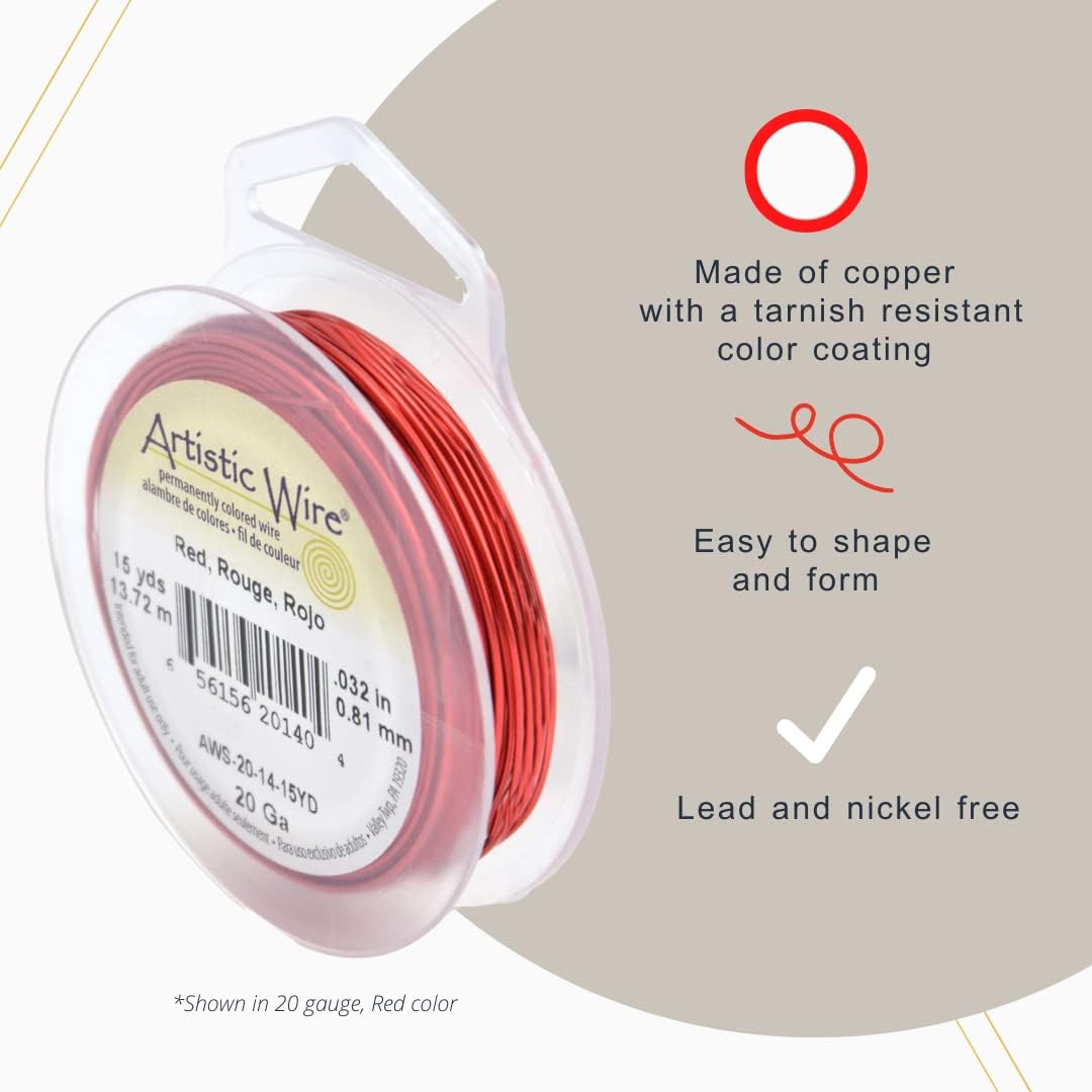 Artistic Wire, 20 Gauge Tarnish Resistant Colored Copper Craft Jewelry Wrapping Wire, Lavender, 15 yd