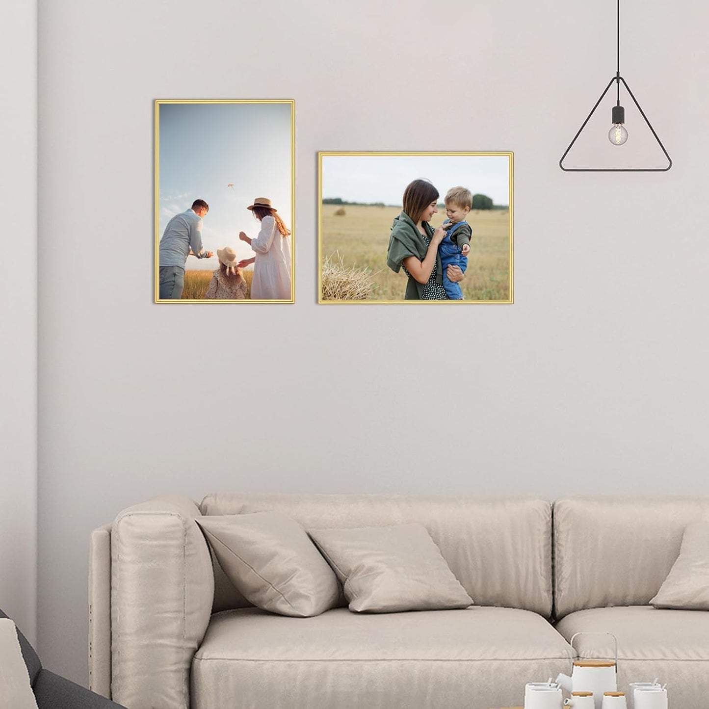 8x12 Picture Frame Set of 2, Matte Gold Modern Simple Thin Aluminum Metal Photo Frame with HD Real Glass, Display for Tabletop and Wall Collage, 2 Pack