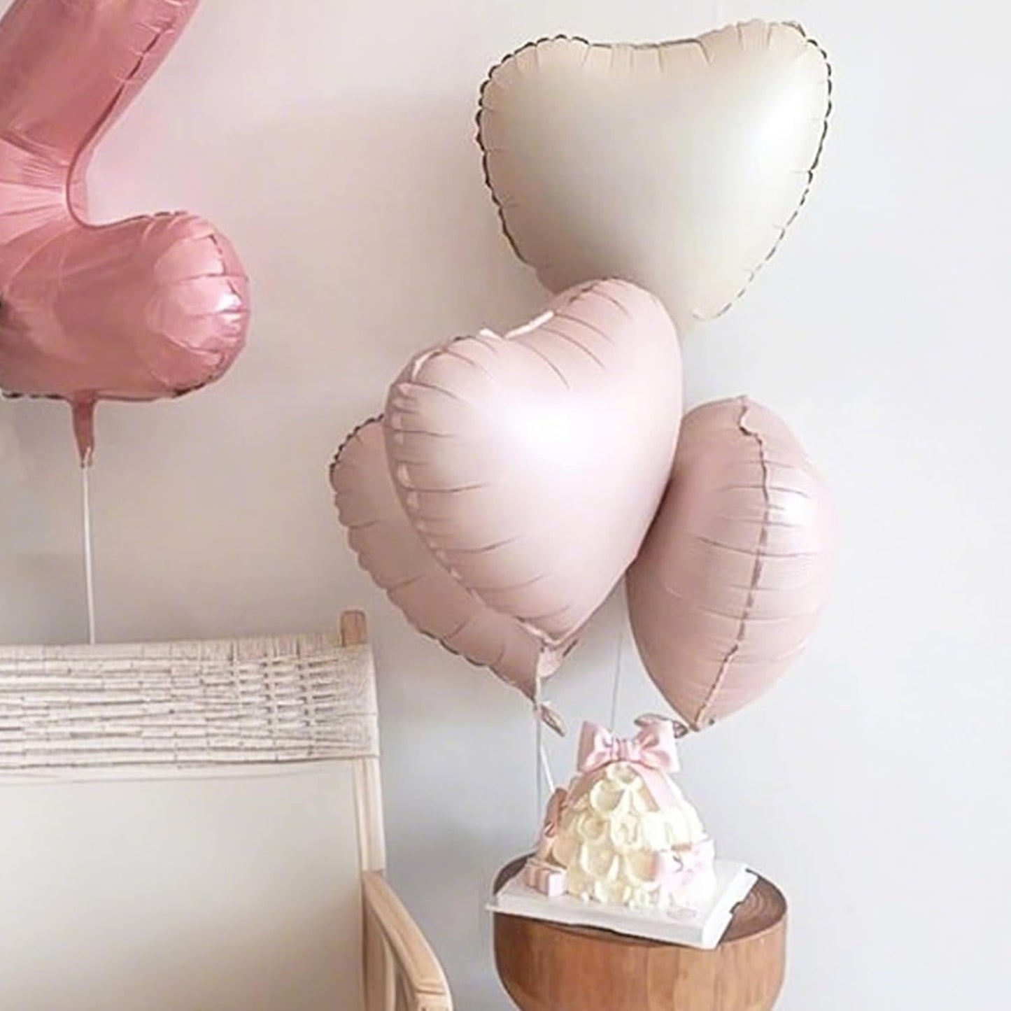 Baby Pink White Heart Balloons,12Pcs 18 Inch Light Pink Cream Foil Love Heart Shaped Balloons for Bow Birthday Party Bridal Engagement Wedding Anniversary Baby Shower Valentines Day Decorations