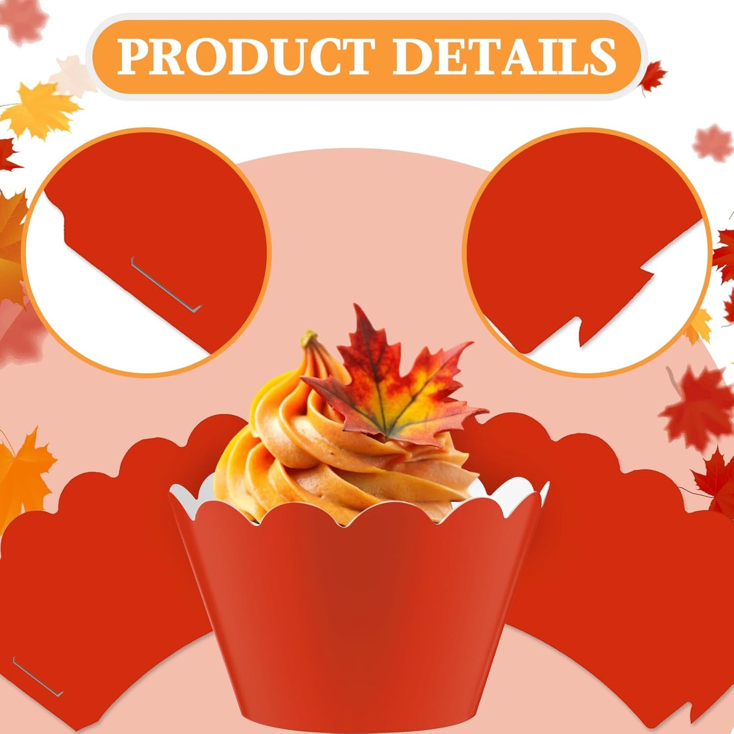 Domensi 100 Pcs Fall Cupcake Wrappers Rustic Cupcake Liners Thanksgiving Baking Cups Baking Liners for Autumn Thanksgiving Wedding Bridal Baby Shower Birthday Party Supplies Dessert Decoration