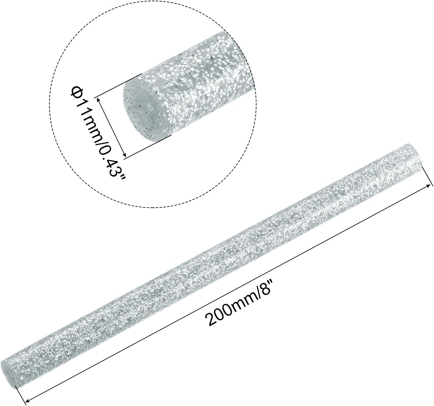 uxcell 20pcs Hot Glue Sticks for Glue Gun 11mm/0.43-inch x 8-inch Mini Hot Melt Adhesive Glue Stick Glitter Silver