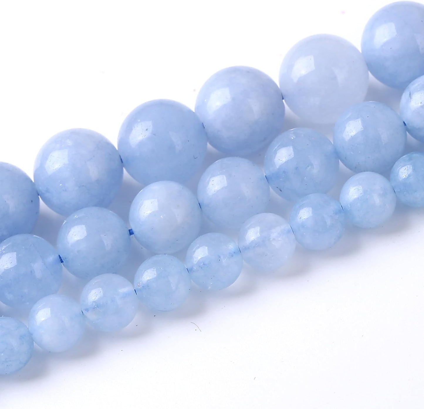 Dream Blue Chalcedony Stone Beads, Round Crystal Energy Jade Beads, 8MM, 45PCS, for Jewelry Making DIY Bracelet Necklace