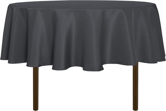 sancua Round Tablecloth - 60 Inch - Water Resistant Spill Proof Washable Polyester Table Cloth Decorative Fabric Table Cover for Dining Tables, Buffet Parties and Camping, Grey