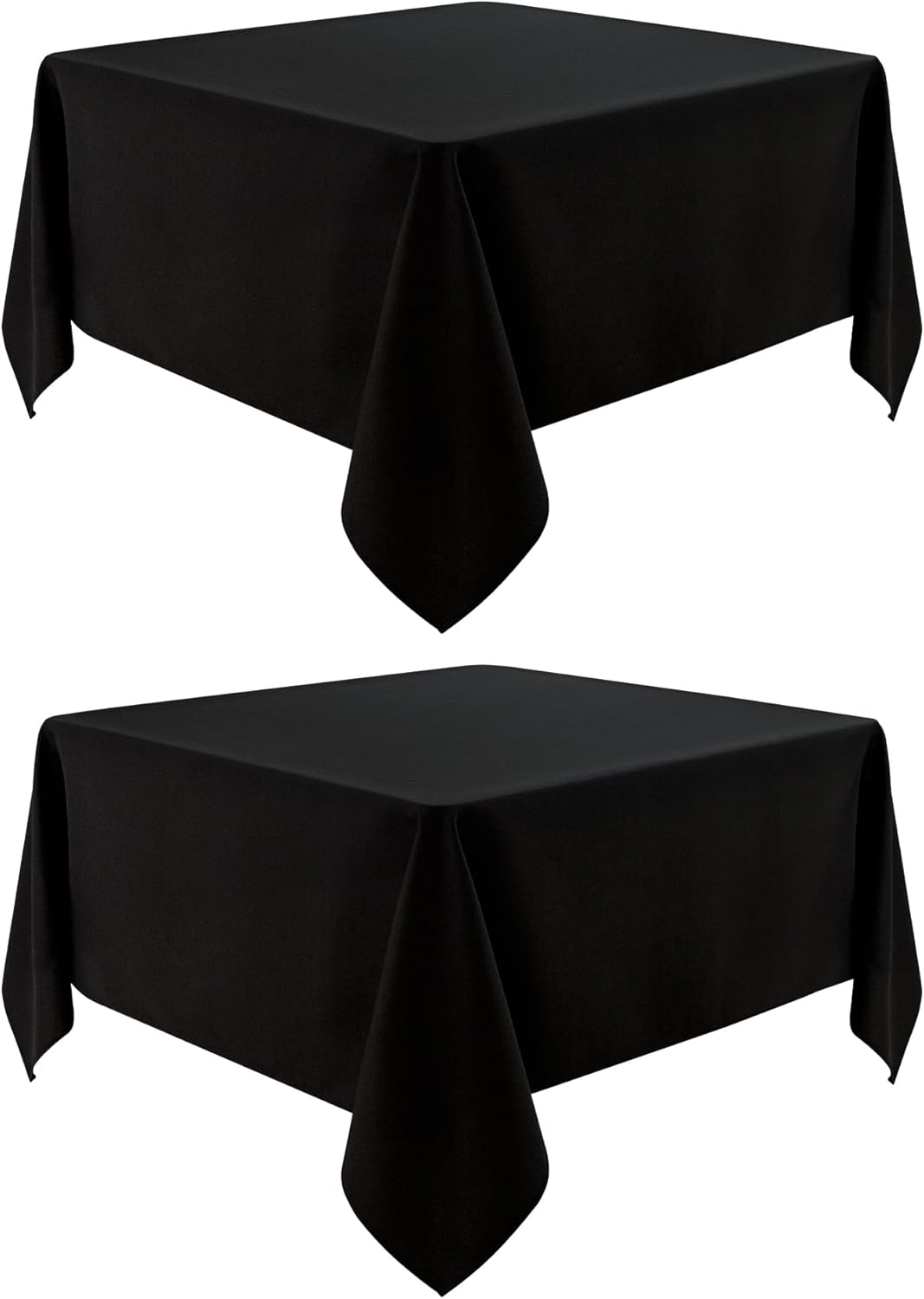 2 Pack Square Table Cloth 60X60 Inch Black Washable Fabric Tablecloth Polyester Solid Dining Table Cover for Birthday Party Dinner Holiday Outdoor Indoor