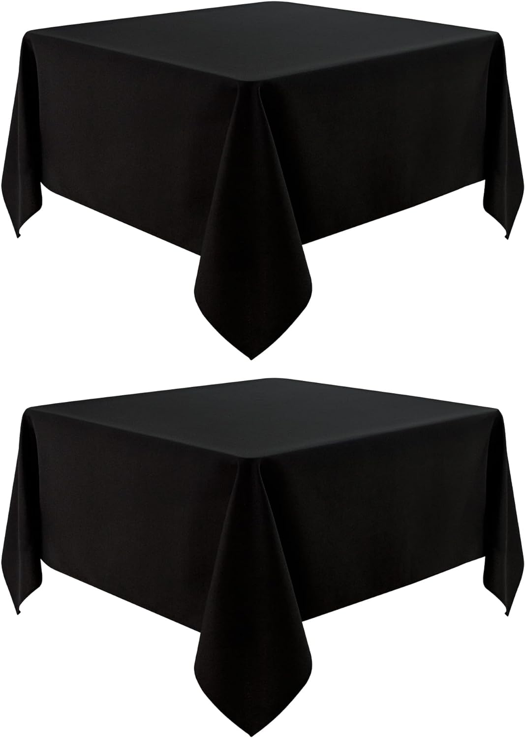 2 Pack Square Table Cloth 48X48 Inch Black Washable Fabric Tablecloth Polyester Solid Dining Table Cover for Birthday Party Dinner Holiday Outdoor Indoor