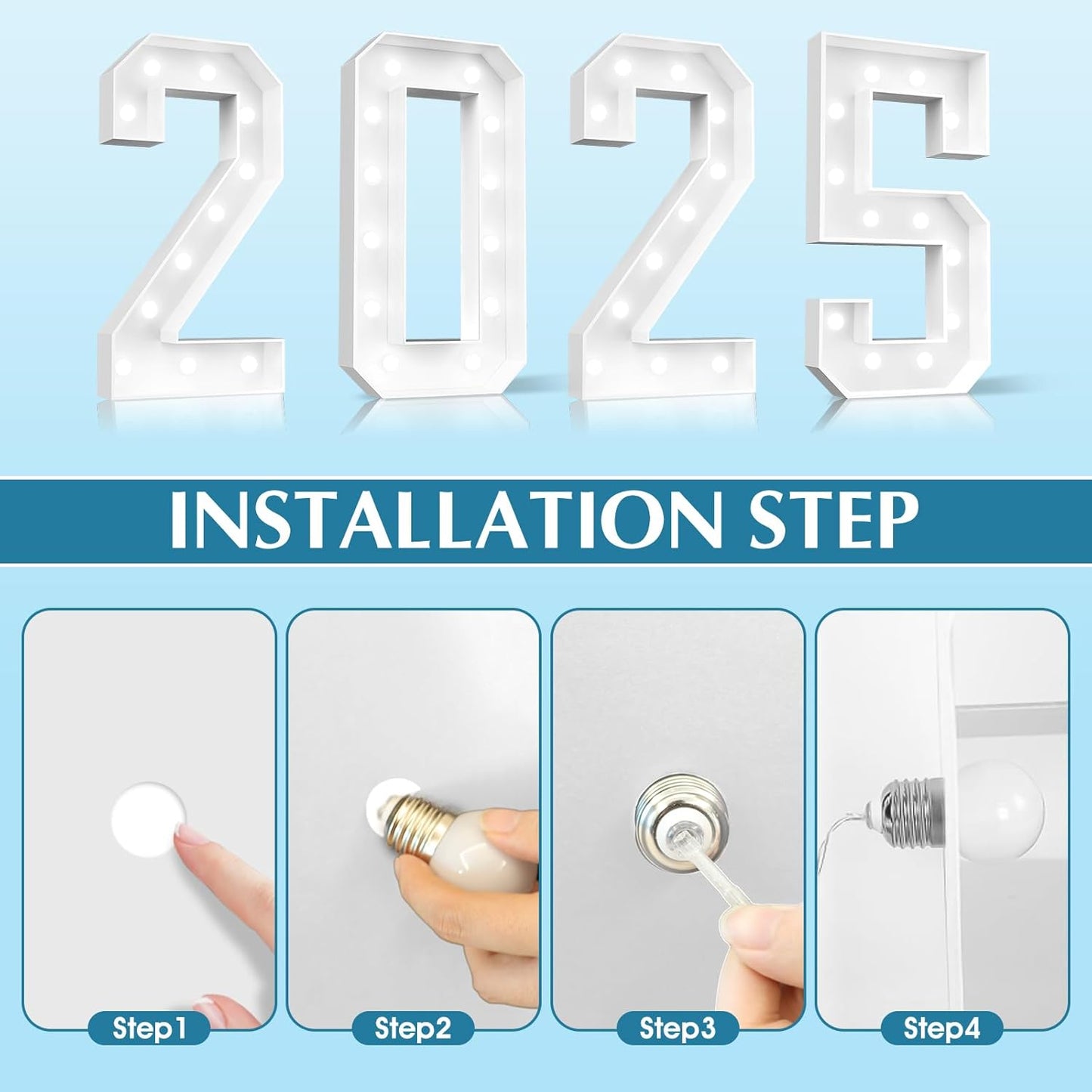 Ledido 4FT Marquee Light Up Numbers, Cool White Light Up Numbers Large Marquee Numbers for Party Decorations,6th 16th Birthday Anniversary Decor, Number 6