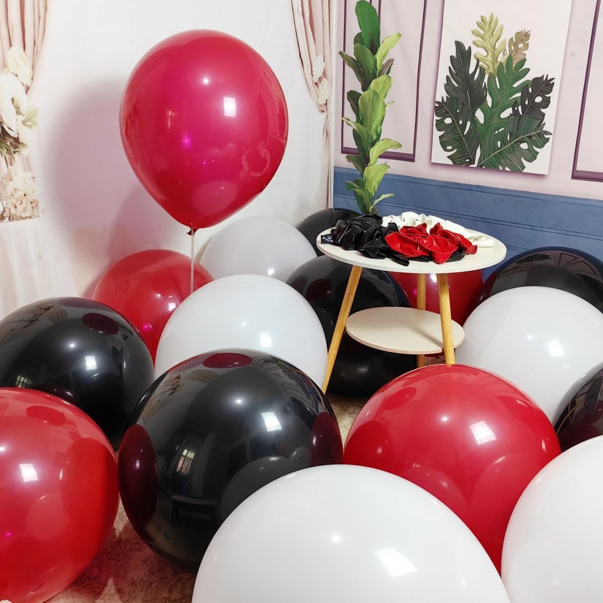 90 Pack 18 inch Red Black White Balloons 30 of each of the 3 colors Red White Black Latex Party big Balloon Bulk for Various Party Events Decorations