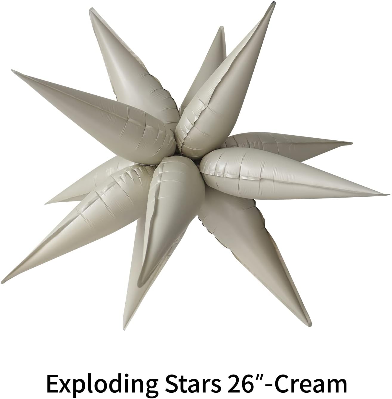 3pcs 26inch cream Star foil balloons.cream Explosion Star burst star balloon-Spike cone balloon for birthday party decorations,wedding,Bachelor party
