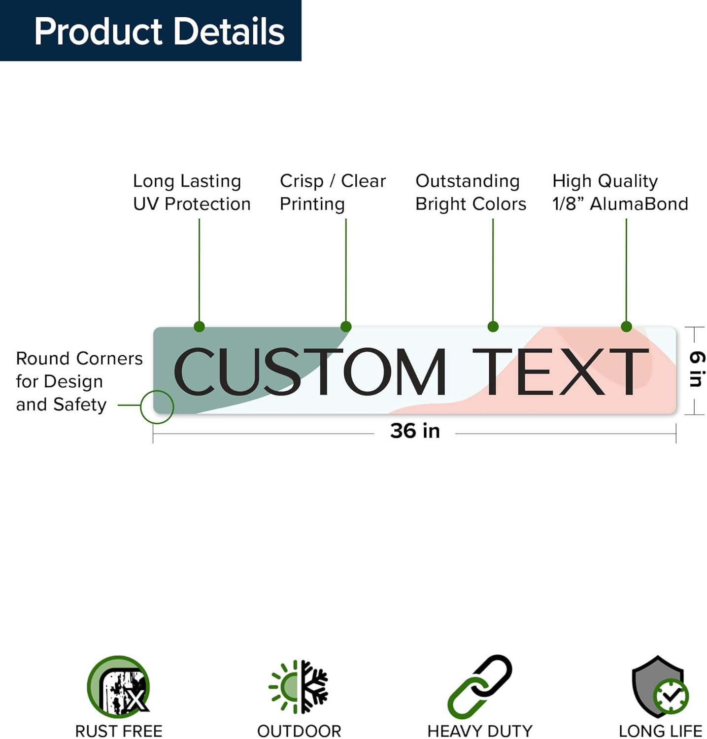 Custom Sign, Custom Street Sign, 11 Font Colors, 13 Font Styles, 4 Hole Options, 22 Sizes, 6x36 Inches, Rust Free DiBound, Fade Resistant, Made in USA by My Sign Center (Minimalist)
