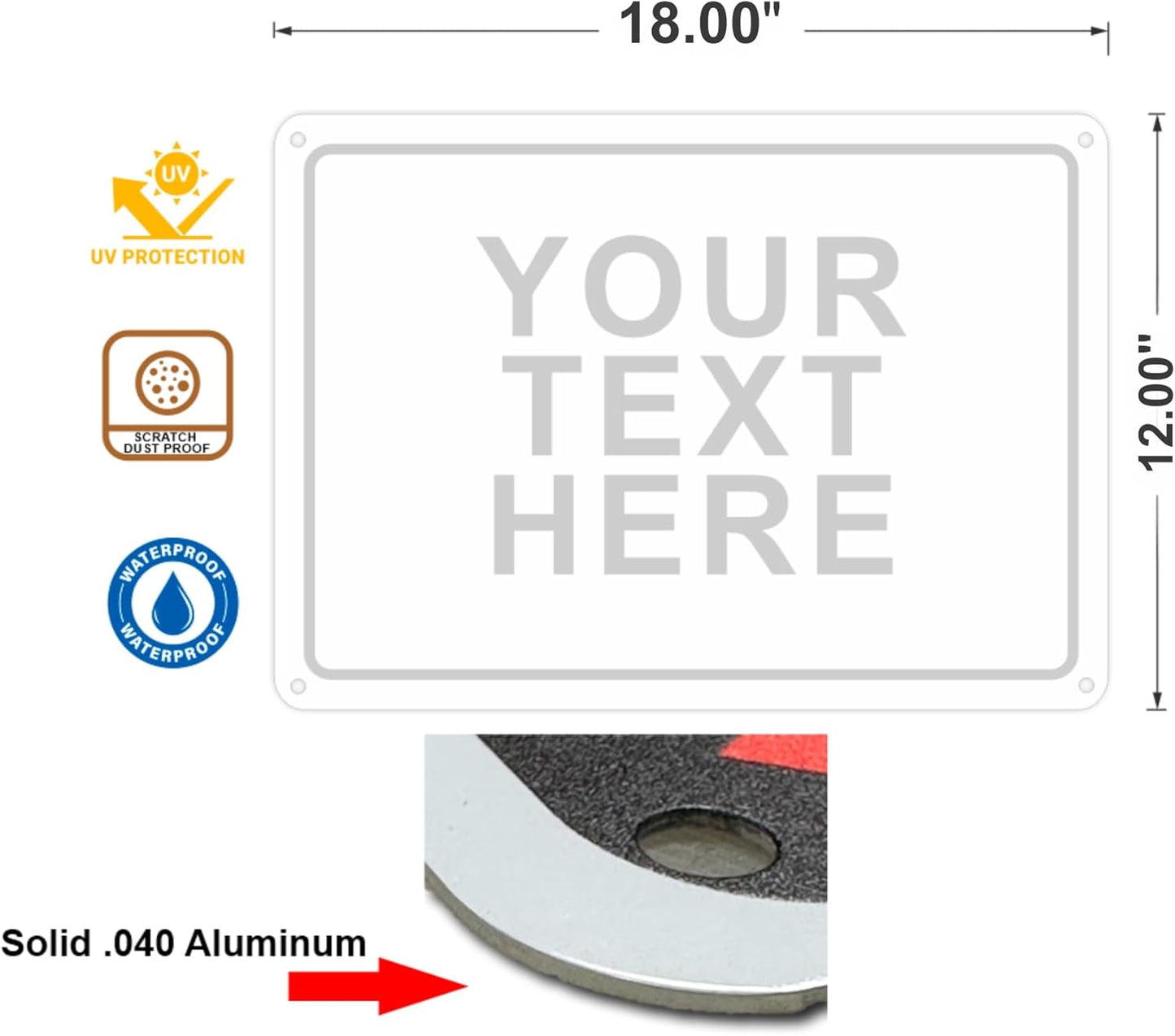 Custom Signs Outdoor Metal for Home Office Business, Personalized, Door, Porch, Delivery, Man Cave, Shop, Garage, Street. For Outside or Inside Use. Our Metal Signs Are UV Printed Solid Aluminum (Border, 12x18 inches)