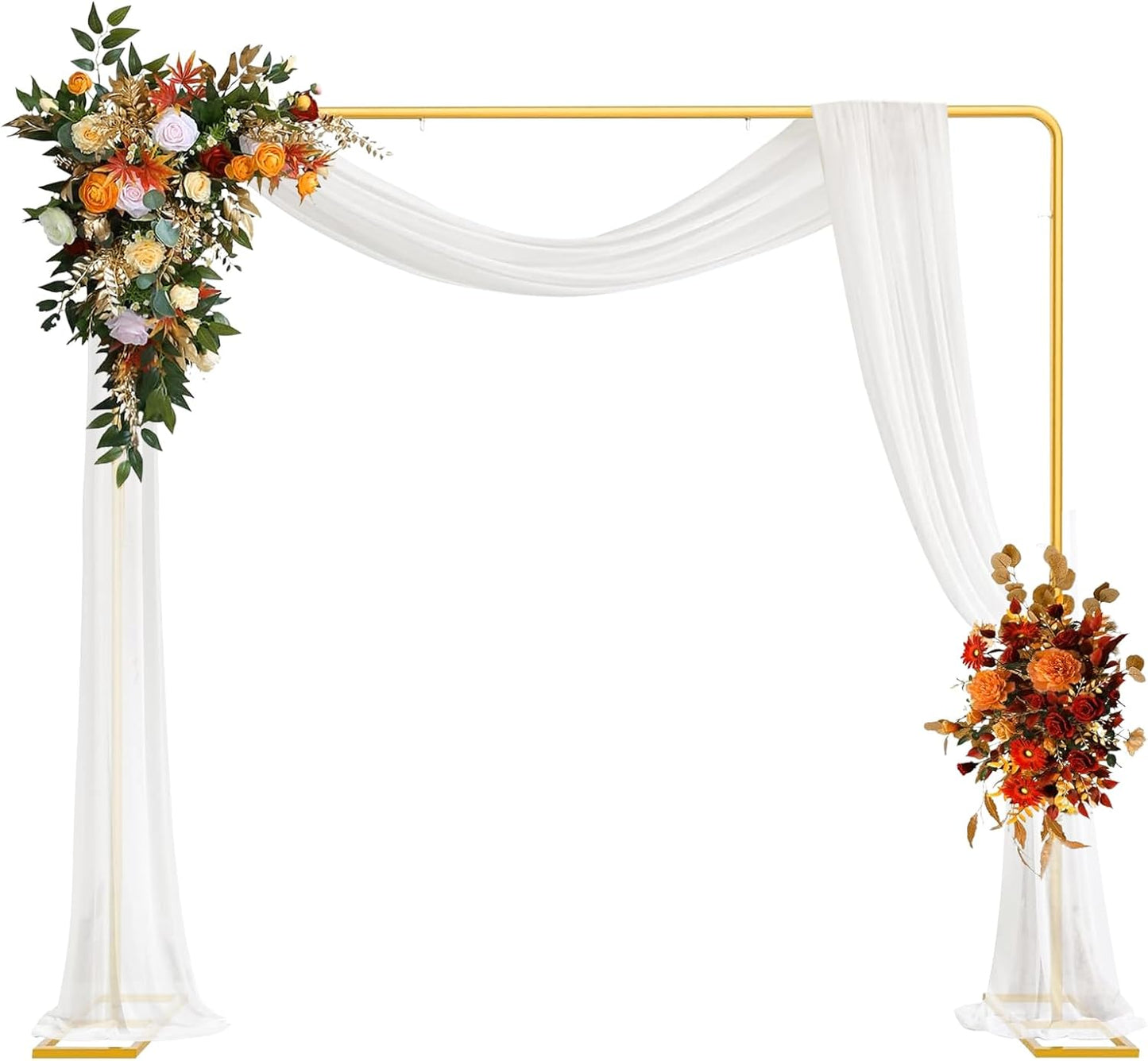 Gold Wedding Arch Backdrop Stand, 6.6FT x 6.6FT Square Arch Stand Gold Metal Balloon Arch Stand for Ceremony Party Birthday Party