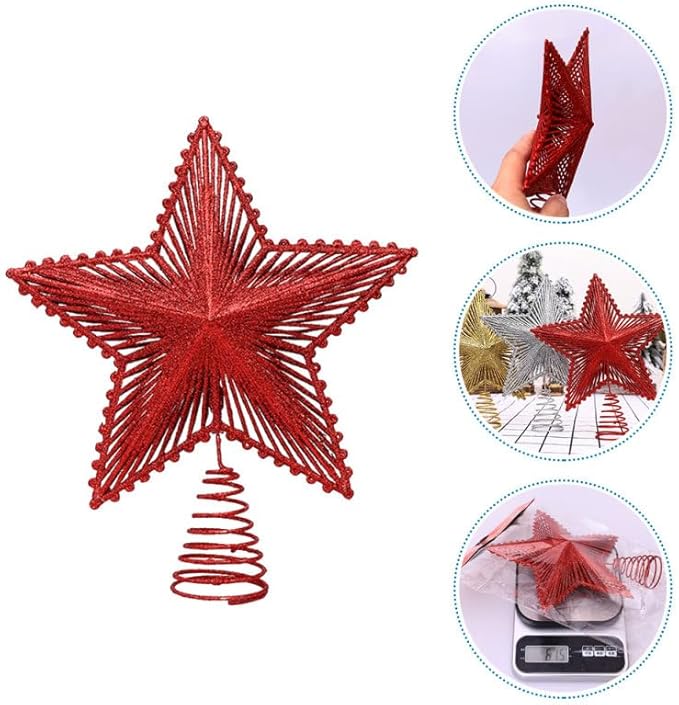Christmas Tree Topper Xmas Glitter Star Topper Star Christmas Decoration for Xmas Tree Decoration Holiday Party Decor
