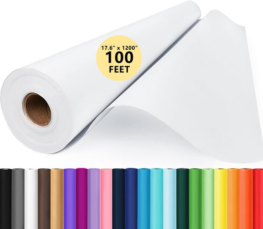 Drawing Paper Roll for Kids Art Supplies, 17.6"x1200" (100') Easel Craft Decorative Paper, White Eid Gift Wrapping Paper, Solid Color Poster Kraft Paper, Perfect for Valentine's Day, Wedding, Birthday