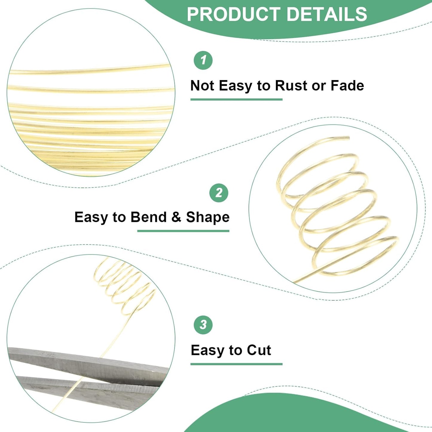 0.6 mm/22 Gauge Copper Wire for Jewelry Making, 13.1FT Copper Beading Craft Wire for Jewelry/Weaving/DIY Crafting/Planting, Color-Retaining [4M, Light Golden]