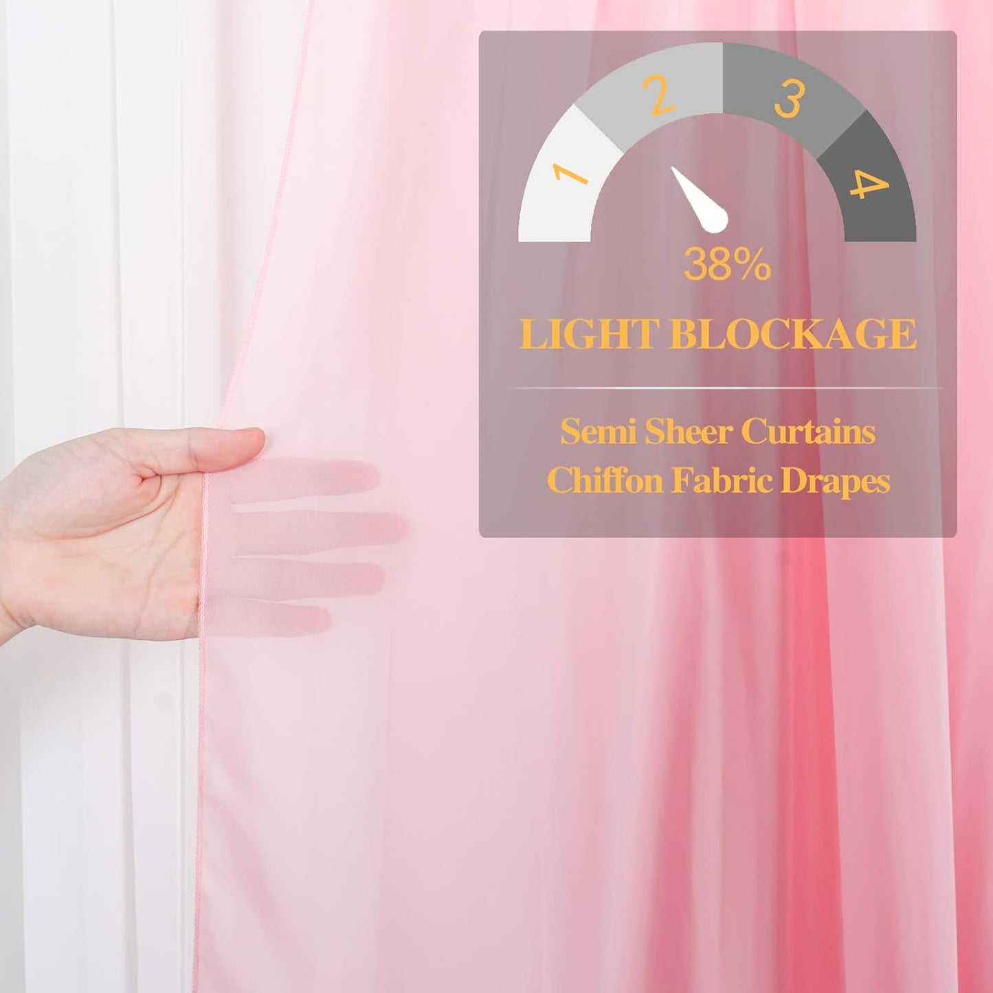 DUOBAO Pink Chiffon Backdrop Curtain-2 Panels 29x96-Inch Wedding Backdrop Drapes Sheer Beach Curtains for Living Room Voile Window Curtain for Photography Backdrops Christmas Ceremony Decor, Baby Pink