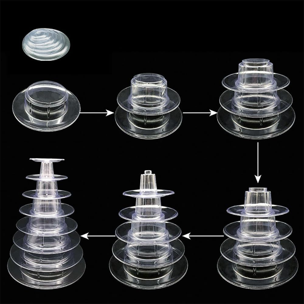 Macaron Tower Stand for Wedding Birthday Party, 4" - 13" Transparent Plastic Round Macaron Tower Display Stand Cupcake Cake Holder for Baby Shower Party Decor (8-Tiers)