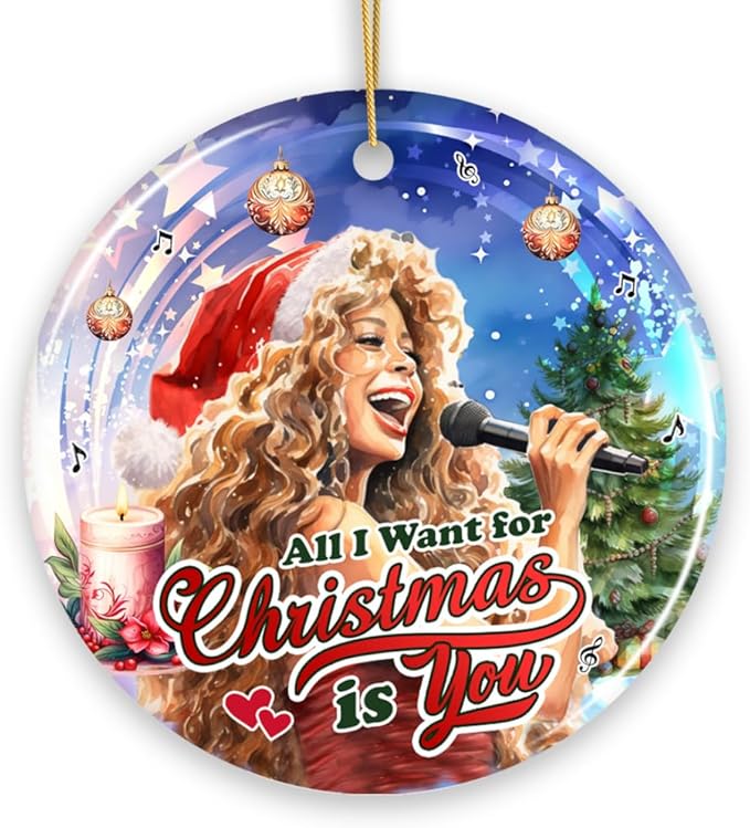 Artistic Classic Holiday Melody Ornament, Celebrity Singer Gift (Circle/Version 1)